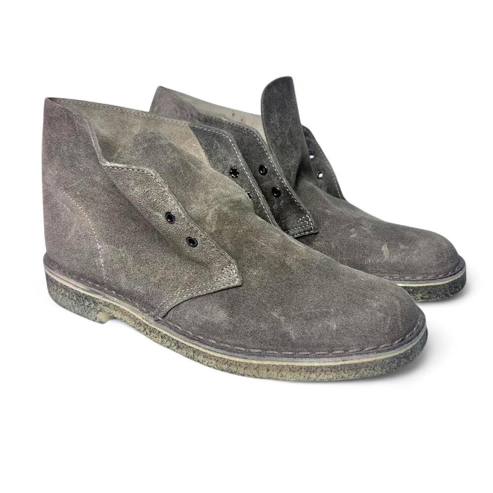 Clarks Desert Boot Tan Suede Leather Crepe Sole Lace Up Boot Mens US 10